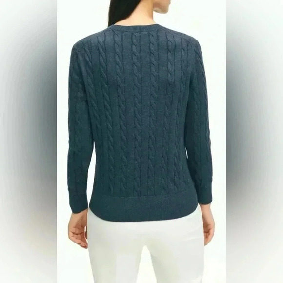 Brooks Brothers Women’s Cable Crewneck Sweater world's finest Supima Cotton - Picture 2 of 11